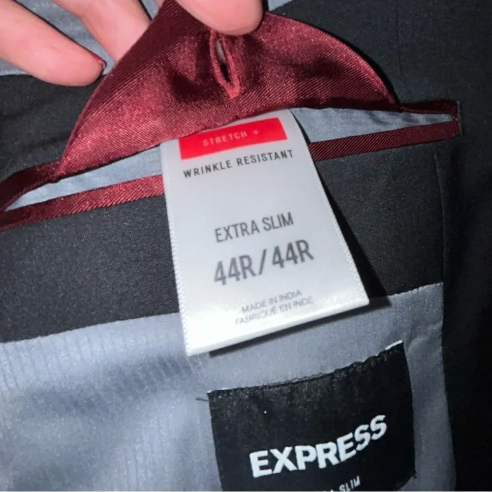 Express Extra Slim Two-Button Long Sleeve Wool Blend Blazer Suit Jacket